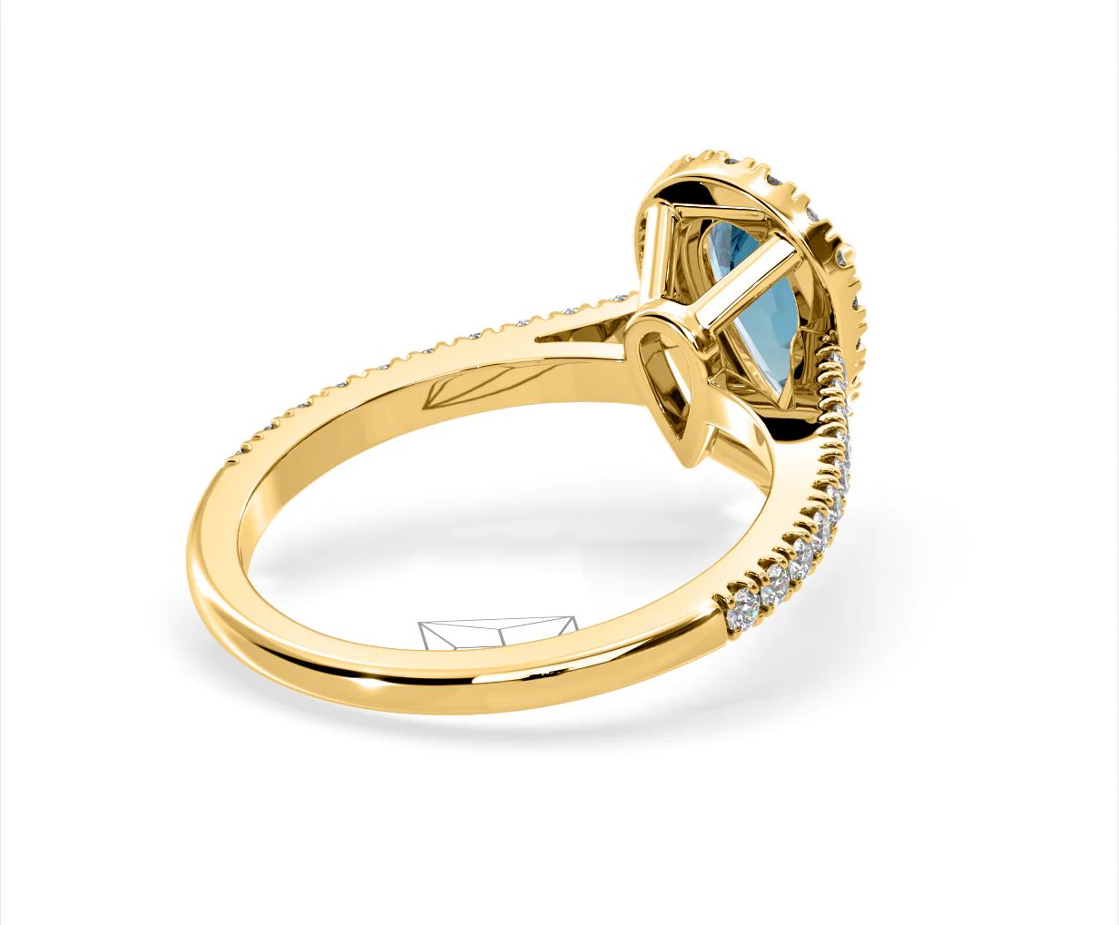 Diana Blue Lab Diamond Pear Halo Ring 1.60ct in 18K Yellow Gold - Elara Collection - Image 55