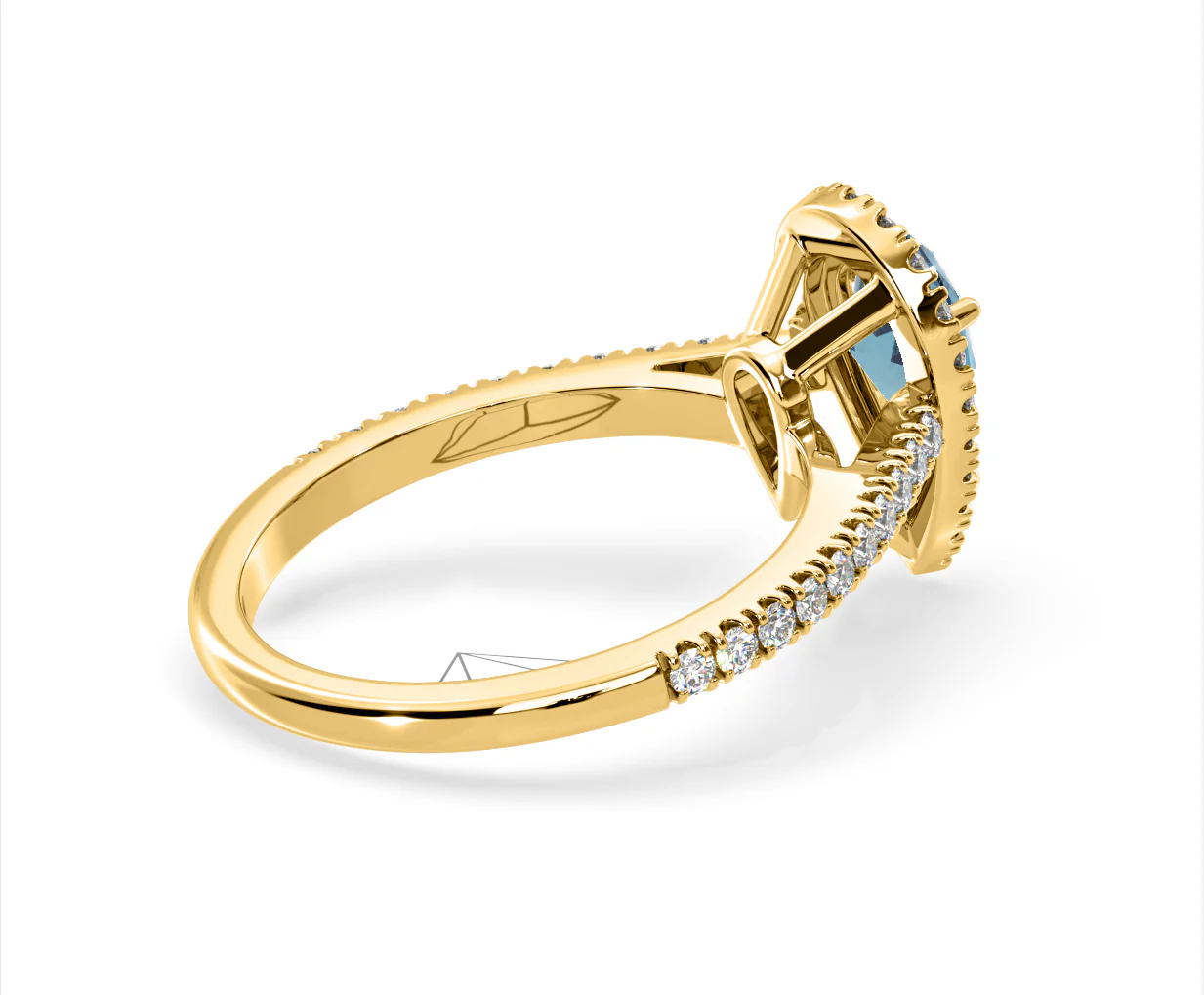 Diana Blue Lab Diamond Pear Halo Ring 1.60ct in 18K Yellow Gold - Elara Collection - Image 59