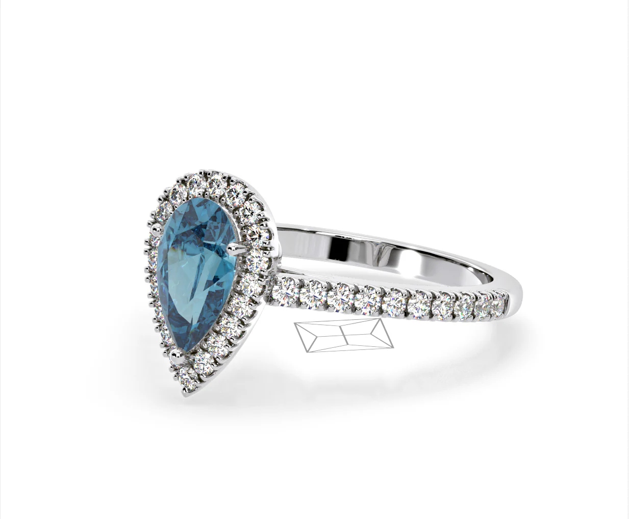 Diana Blue Lab Diamond Pear Halo Ring 1.60ct in Platinum - Elara Collection - Image 17