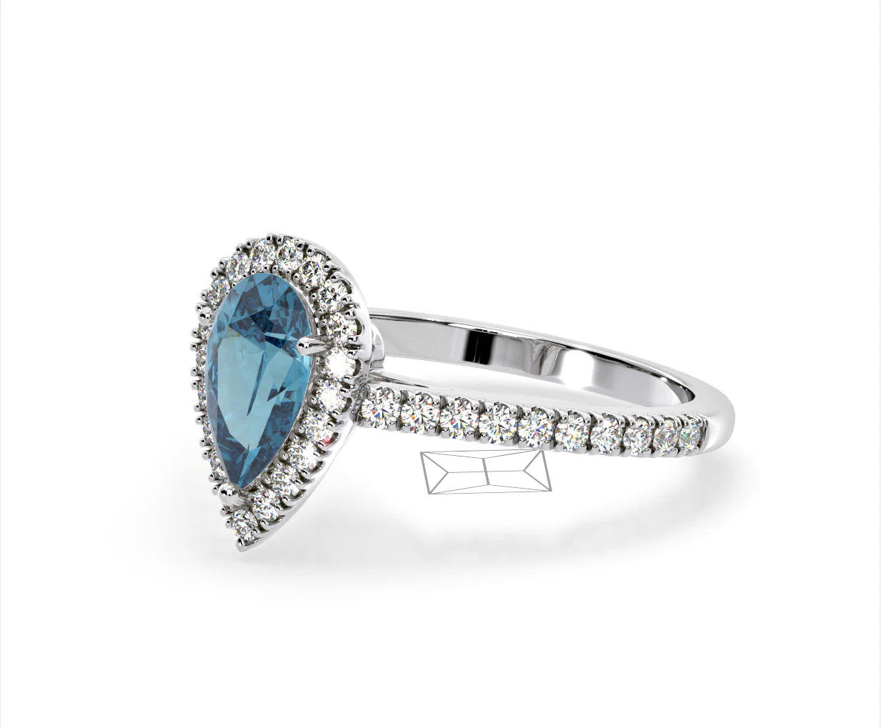 Diana Blue Lab Diamond Pear Halo Ring 1.60ct in Platinum - Elara Collection - Image 18
