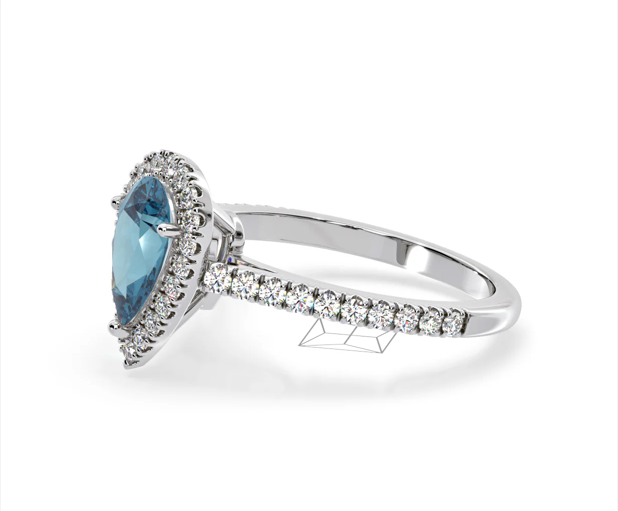 Diana Blue Lab Diamond Pear Halo Ring 1.60ct in Platinum - Elara Collection - Image 22
