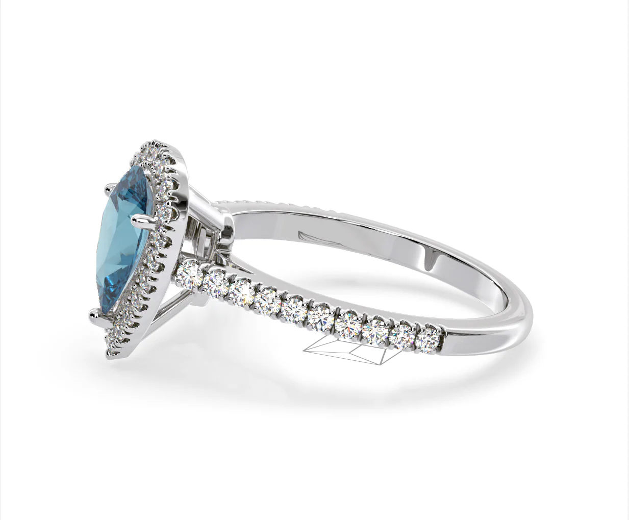 Diana Blue Lab Diamond Pear Halo Ring 1.60ct in Platinum - Elara Collection - Image 25