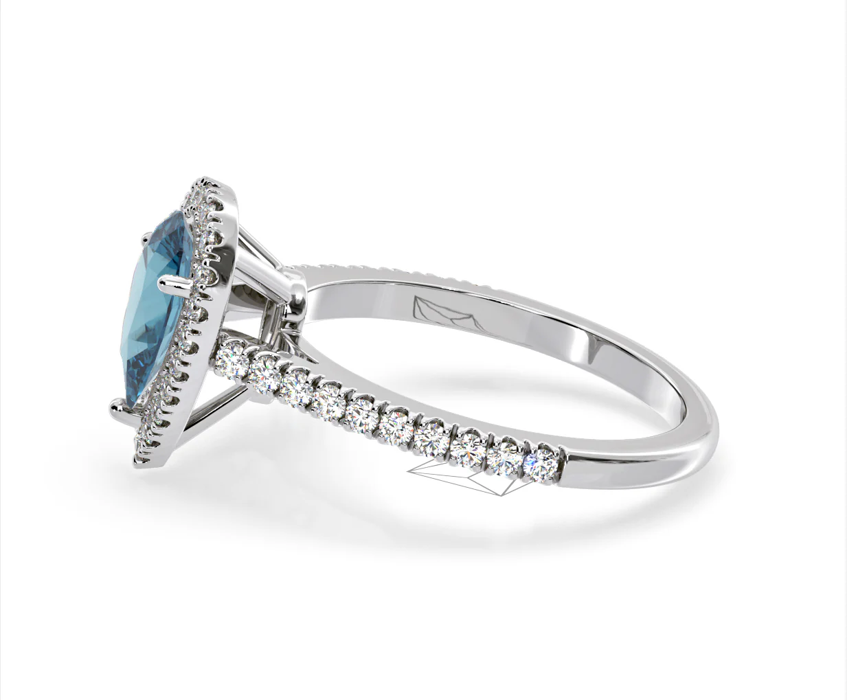 Diana Blue Lab Diamond Pear Halo Ring 1.60ct in Platinum - Elara Collection - Image 27