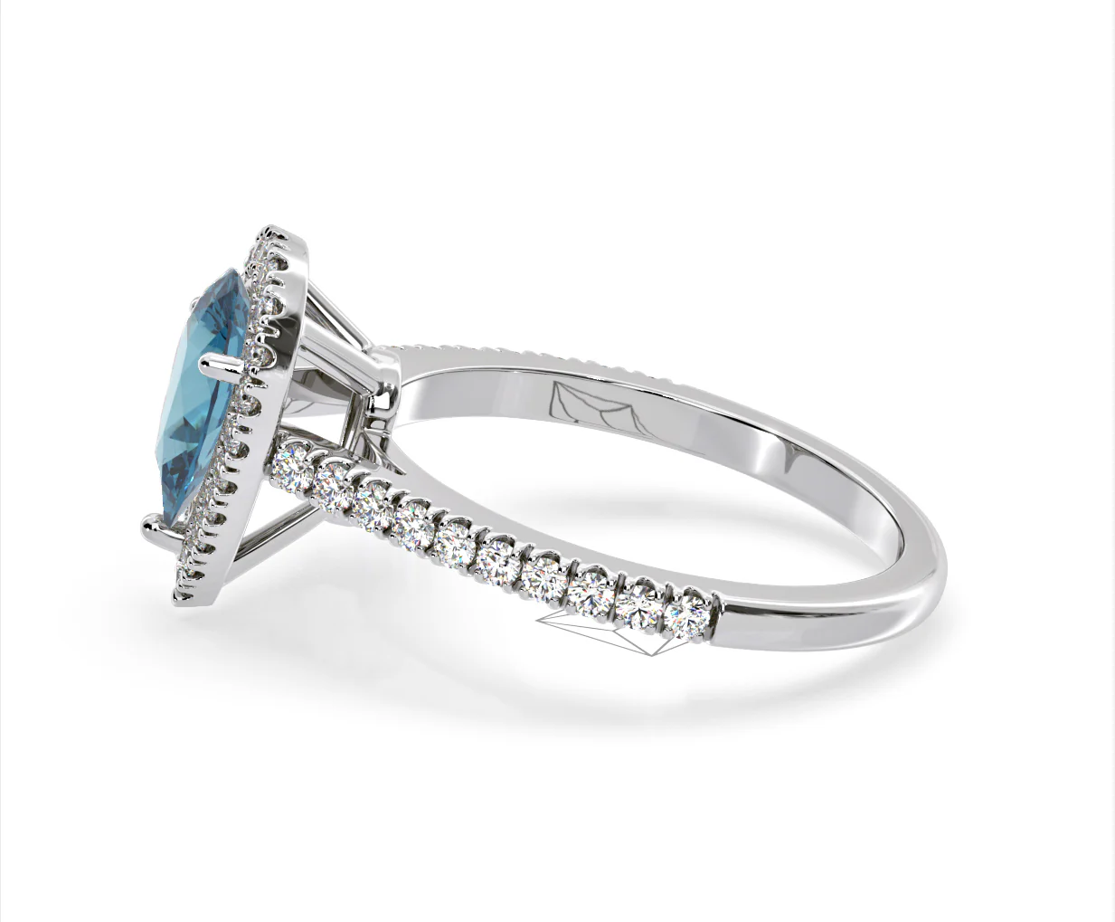 Diana Blue Lab Diamond Pear Halo Ring 1.60ct in Platinum - Elara Collection - Image 28