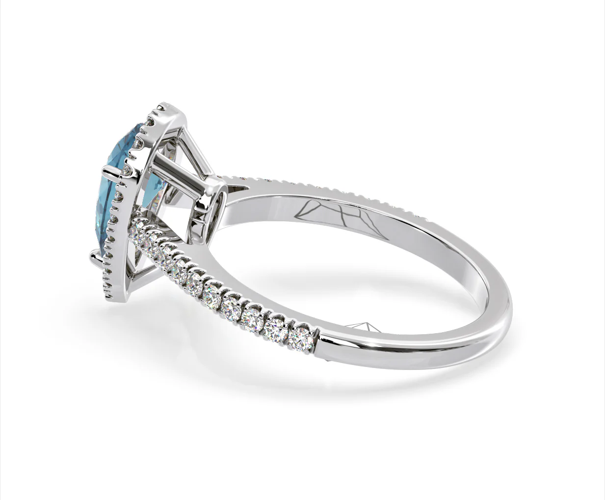 Diana Blue Lab Diamond Pear Halo Ring 1.60ct in Platinum - Elara Collection - Image 33