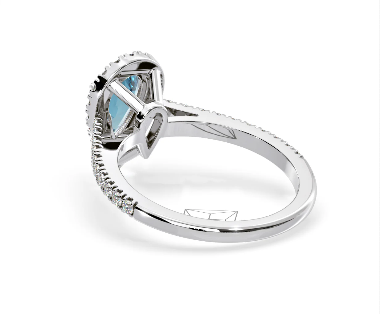 Diana Blue Lab Diamond Pear Halo Ring 1.60ct in Platinum - Elara Collection - Image 40
