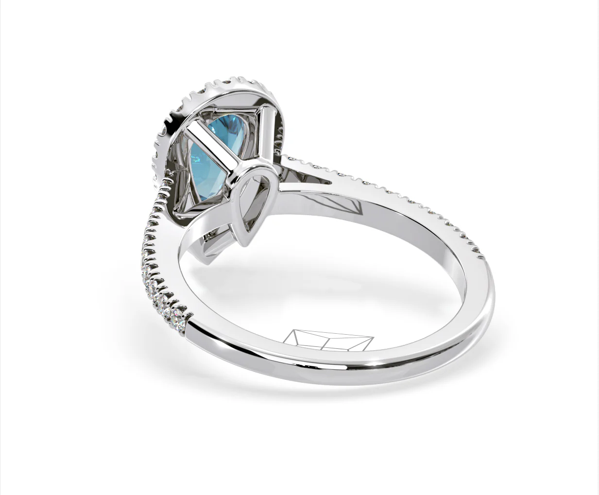 Diana Blue Lab Diamond Pear Halo Ring 1.60ct in Platinum - Elara Collection - Image 42