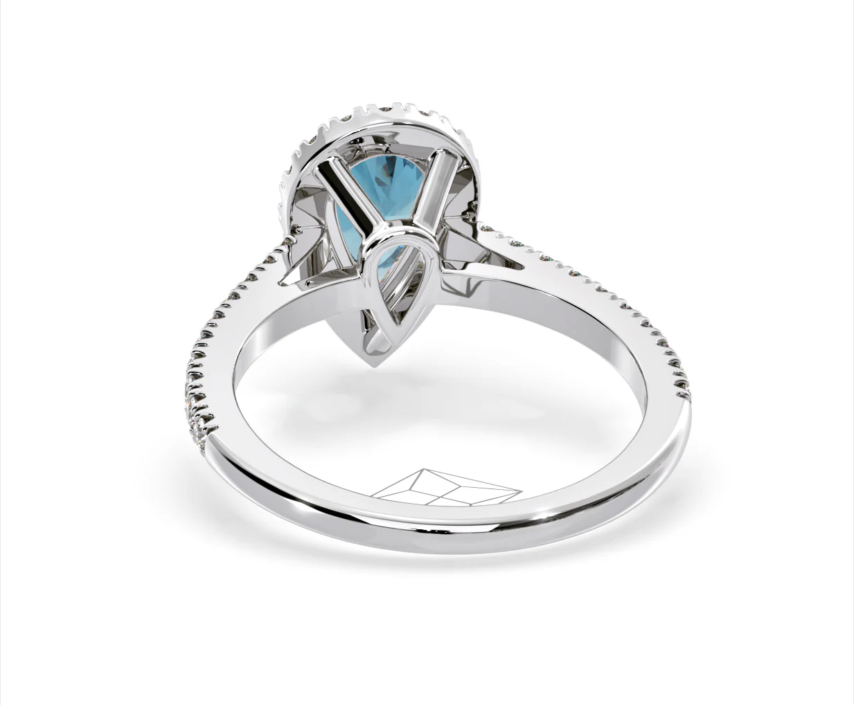 Diana Blue Lab Diamond Pear Halo Ring 1.60ct in Platinum - Elara Collection - Image 46