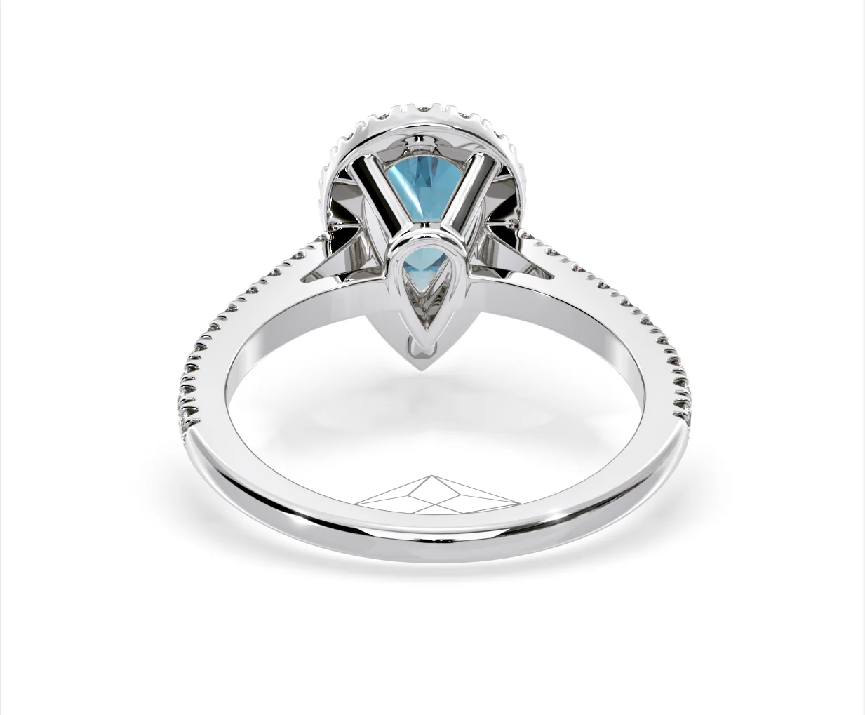 Diana Blue Lab Diamond Pear Halo Ring 1.60ct in Platinum - Elara Collection - Image 48