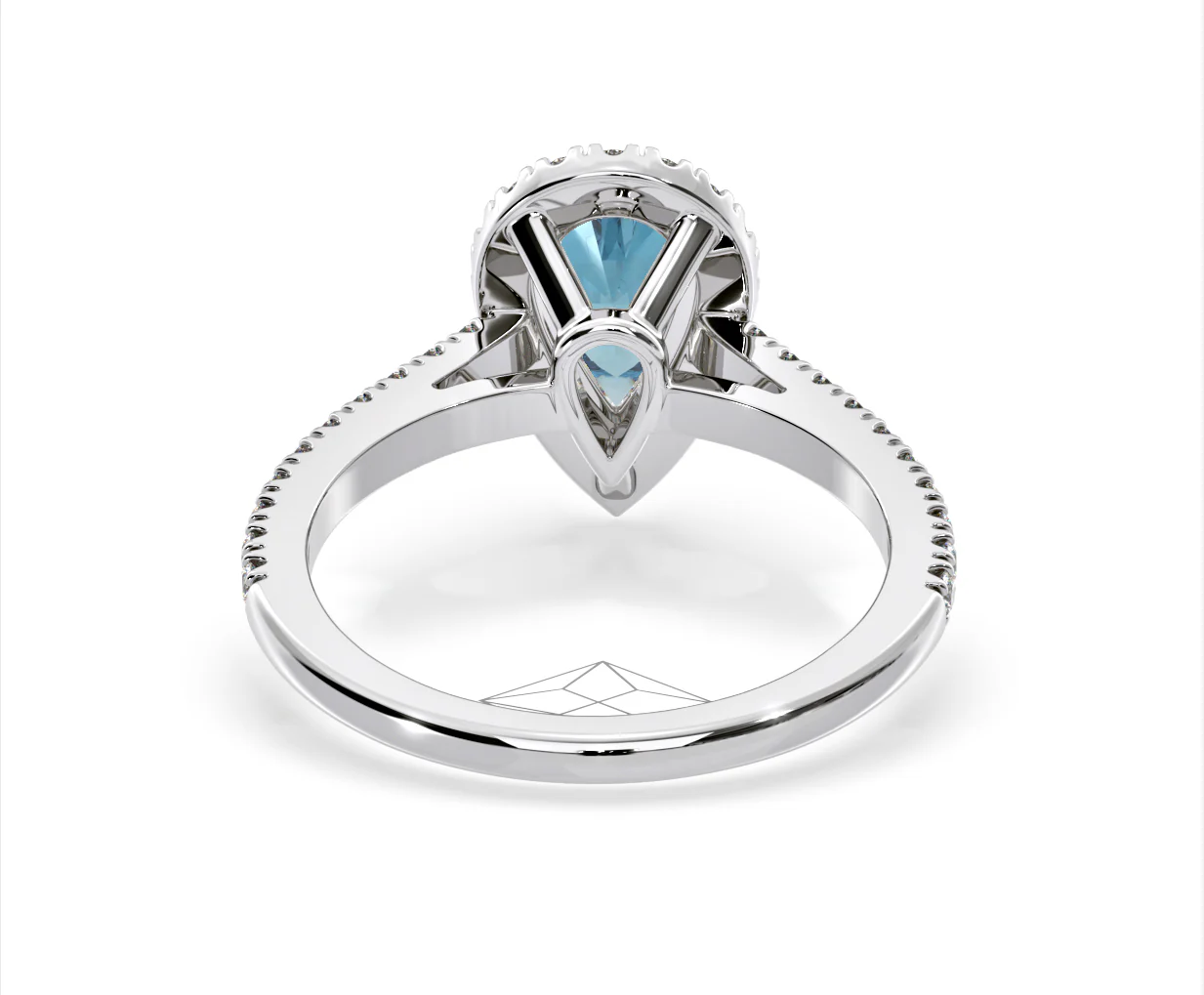 Diana Blue Lab Diamond Pear Halo Ring 1.60ct in Platinum - Elara Collection - Image 49