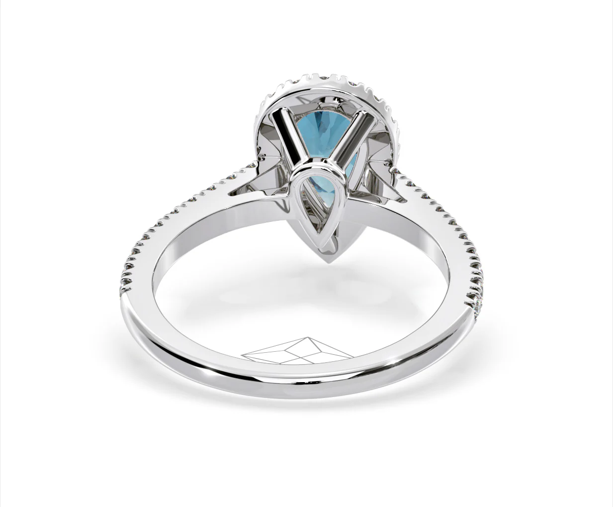 Diana Blue Lab Diamond Pear Halo Ring 1.60ct in Platinum - Elara Collection - Image 50