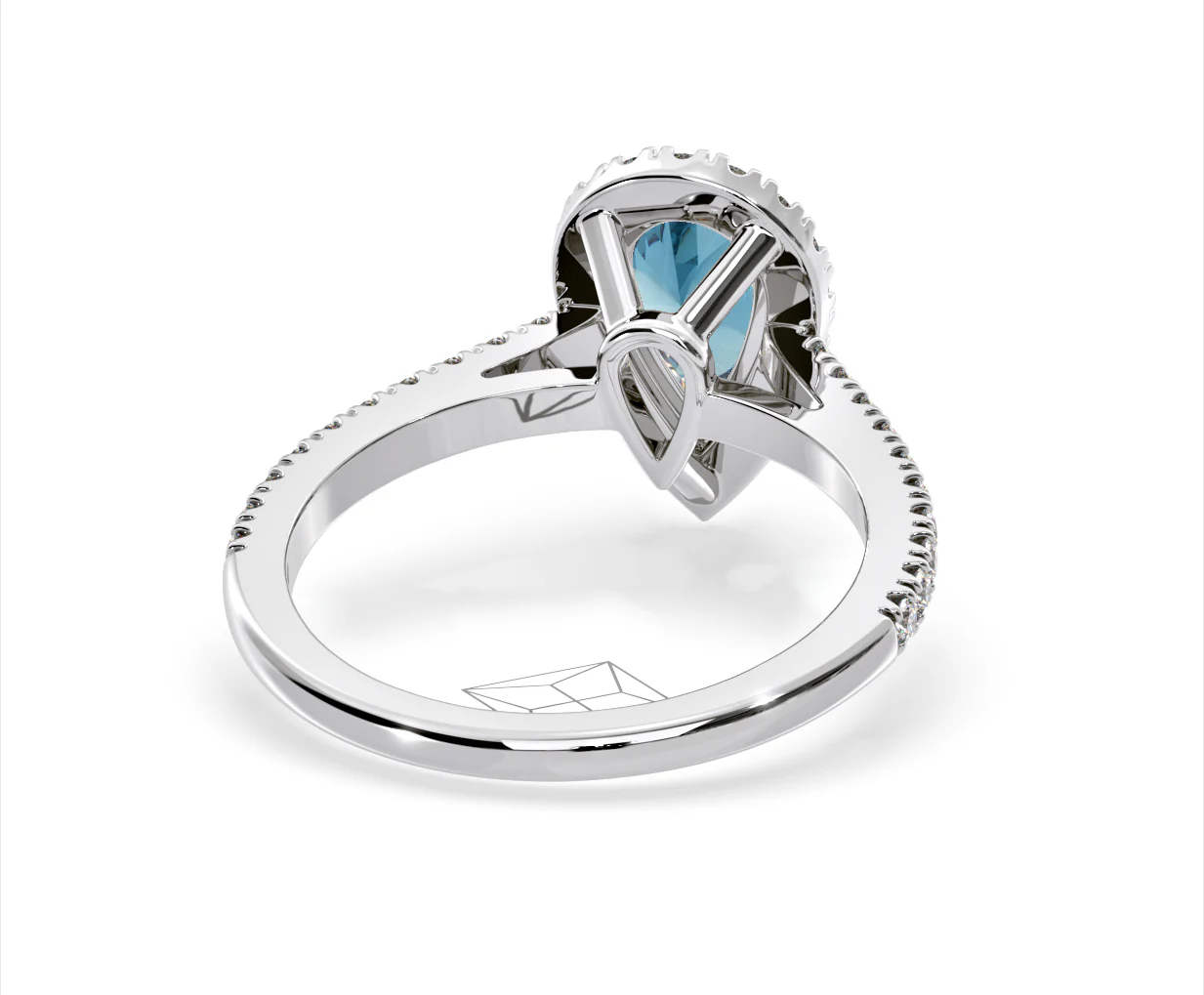 Diana Blue Lab Diamond Pear Halo Ring 1.60ct in Platinum - Elara Collection - Image 52