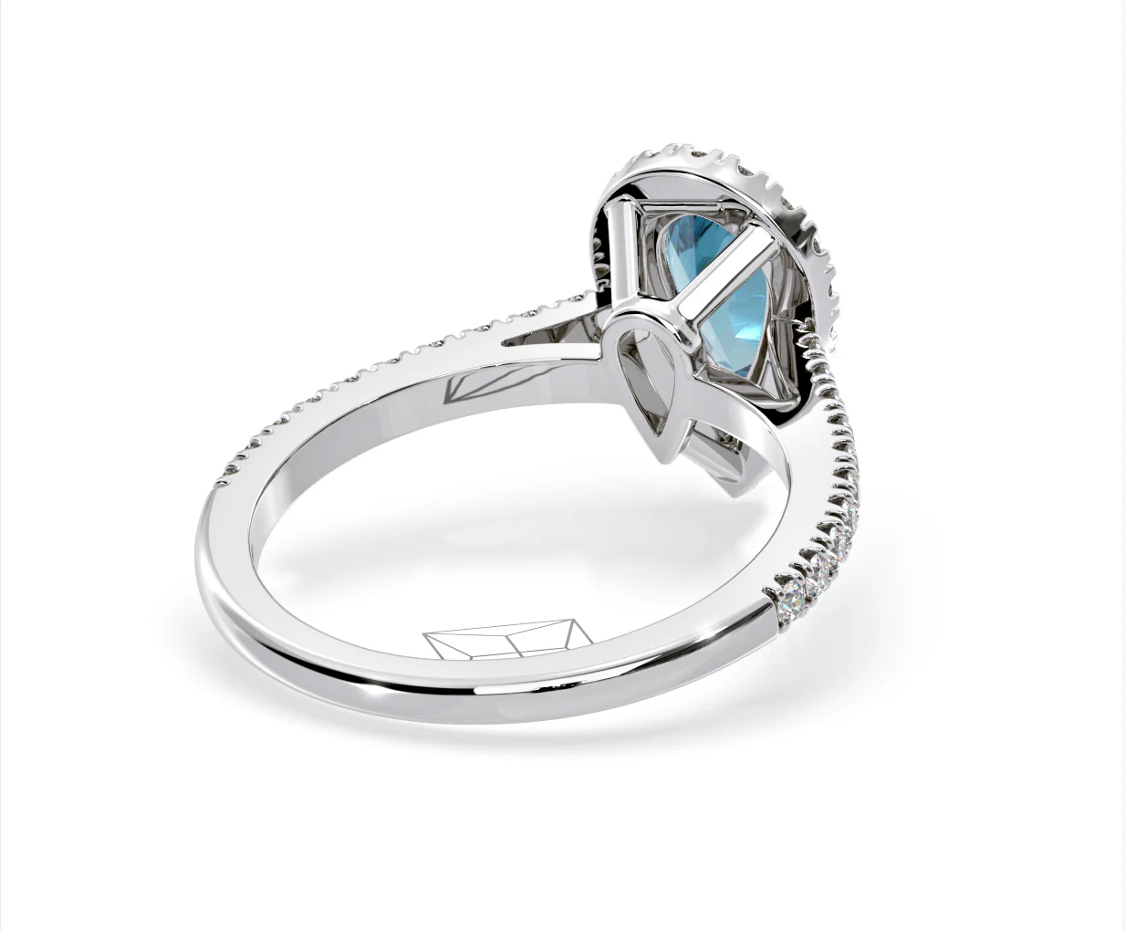 Diana Blue Lab Diamond Pear Halo Ring 1.60ct in Platinum - Elara Collection - Image 55