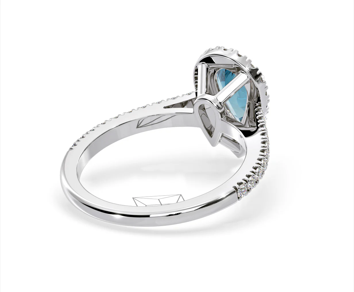 Diana Blue Lab Diamond Pear Halo Ring 1.60ct in Platinum - Elara Collection - Image 56