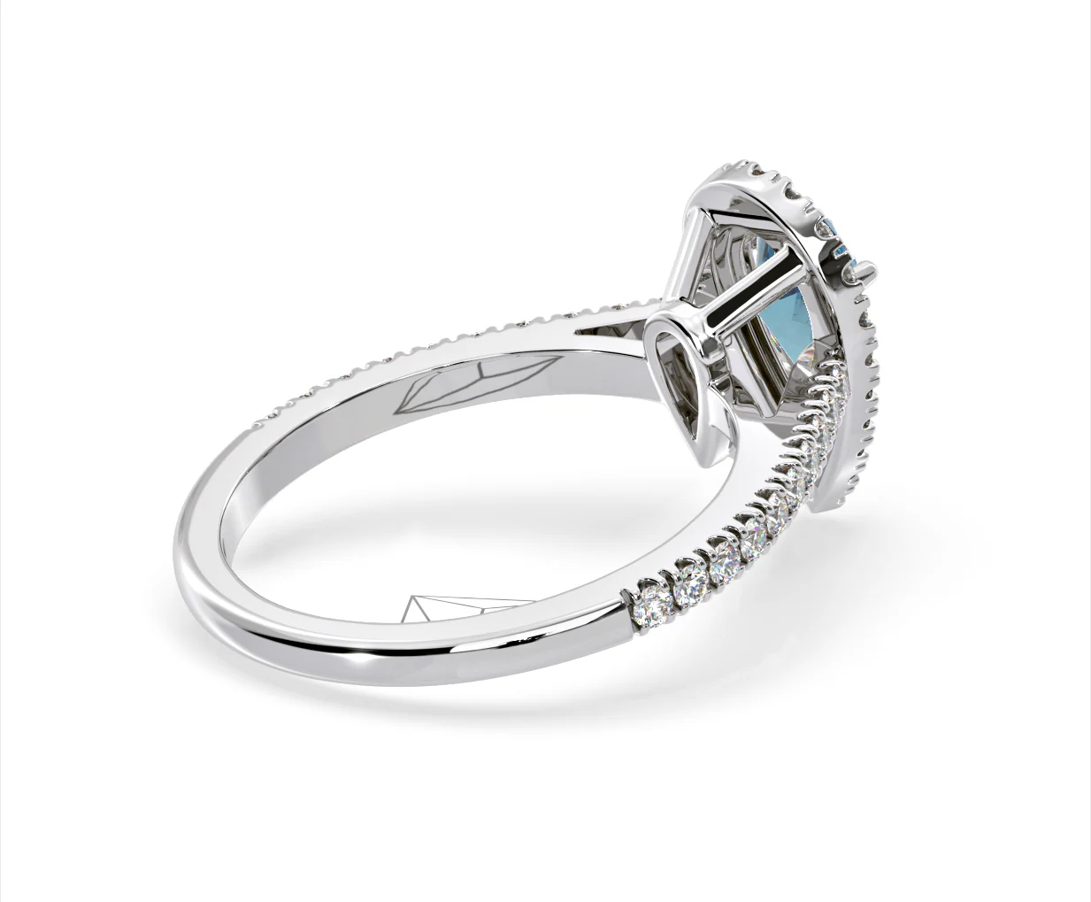 Diana Blue Lab Diamond Pear Halo Ring 1.60ct in Platinum - Elara Collection - Image 60