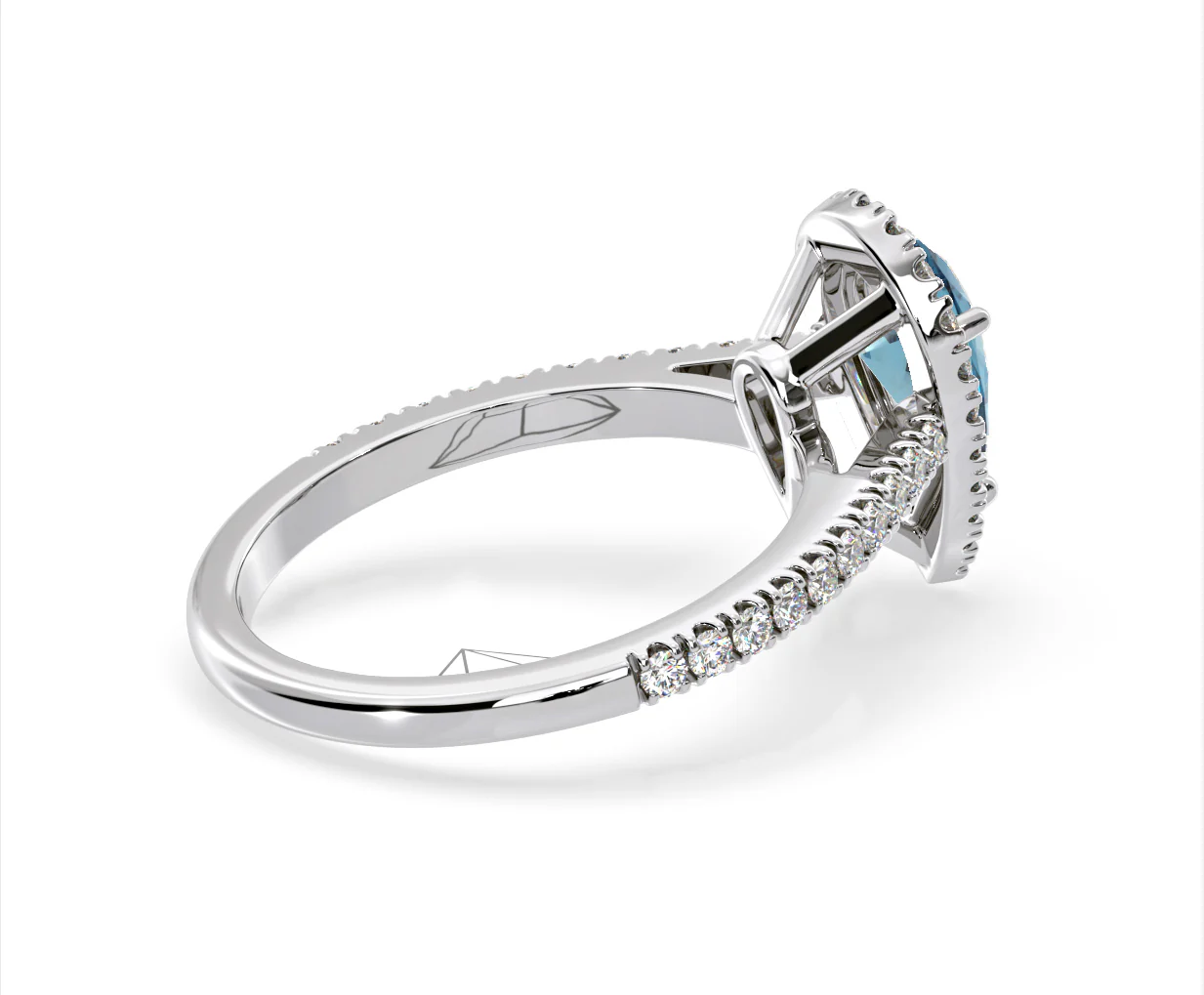 Diana Blue Lab Diamond Pear Halo Ring 1.60ct in Platinum - Elara Collection - Image 62