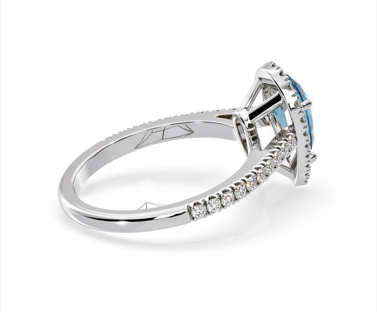 Diana Blue Lab Diamond Pear Halo Ring 1.60ct in Platinum - Elara Collection - Image 63