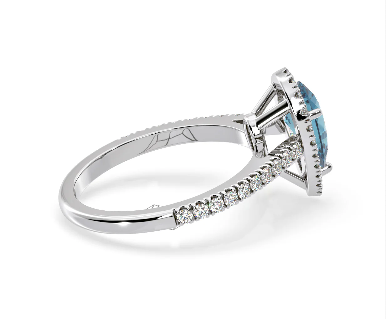 Diana Blue Lab Diamond Pear Halo Ring 1.60ct in Platinum - Elara Collection - Image 65