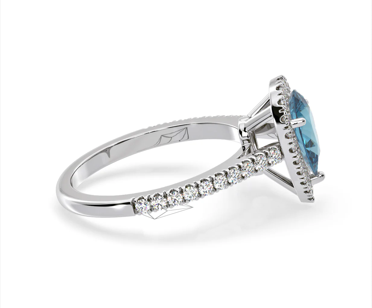 Diana Blue Lab Diamond Pear Halo Ring 1.60ct in Platinum - Elara Collection - Image 69