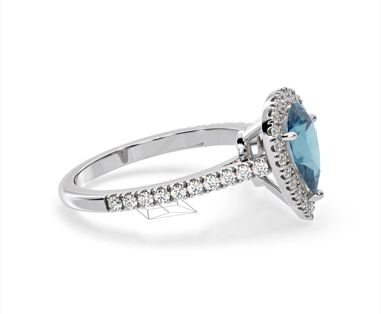 Diana Blue Lab Diamond Pear Halo Ring 1.60ct in Platinum - Elara Collection - Image 73