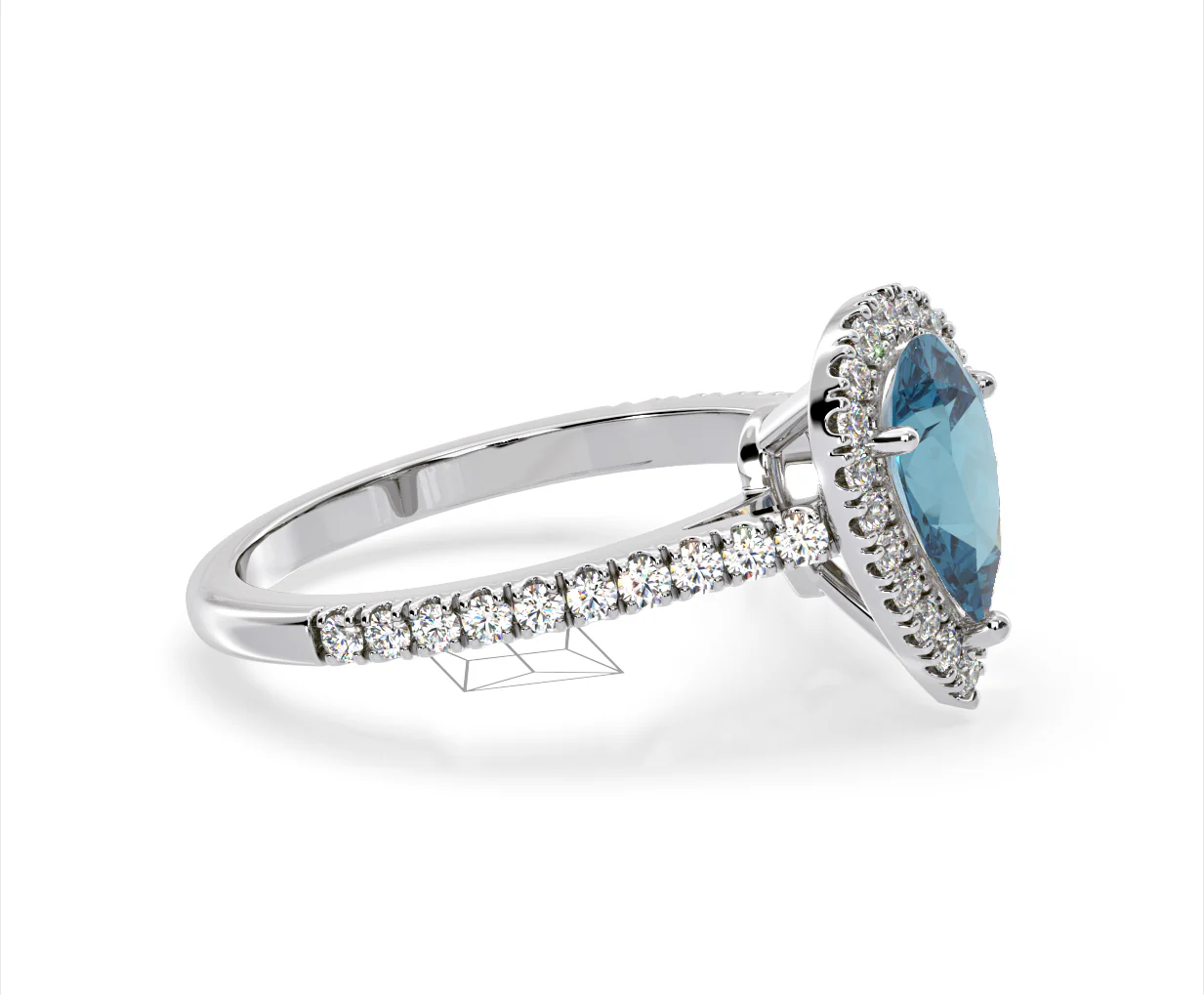 Diana Blue Lab Diamond Pear Halo Ring 1.60ct in Platinum - Elara Collection - Image 74