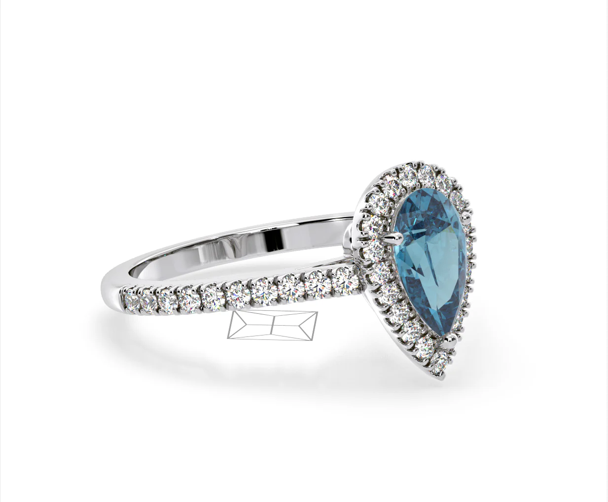 Diana Blue Lab Diamond Pear Halo Ring 1.60ct in Platinum - Elara Collection - Image 79