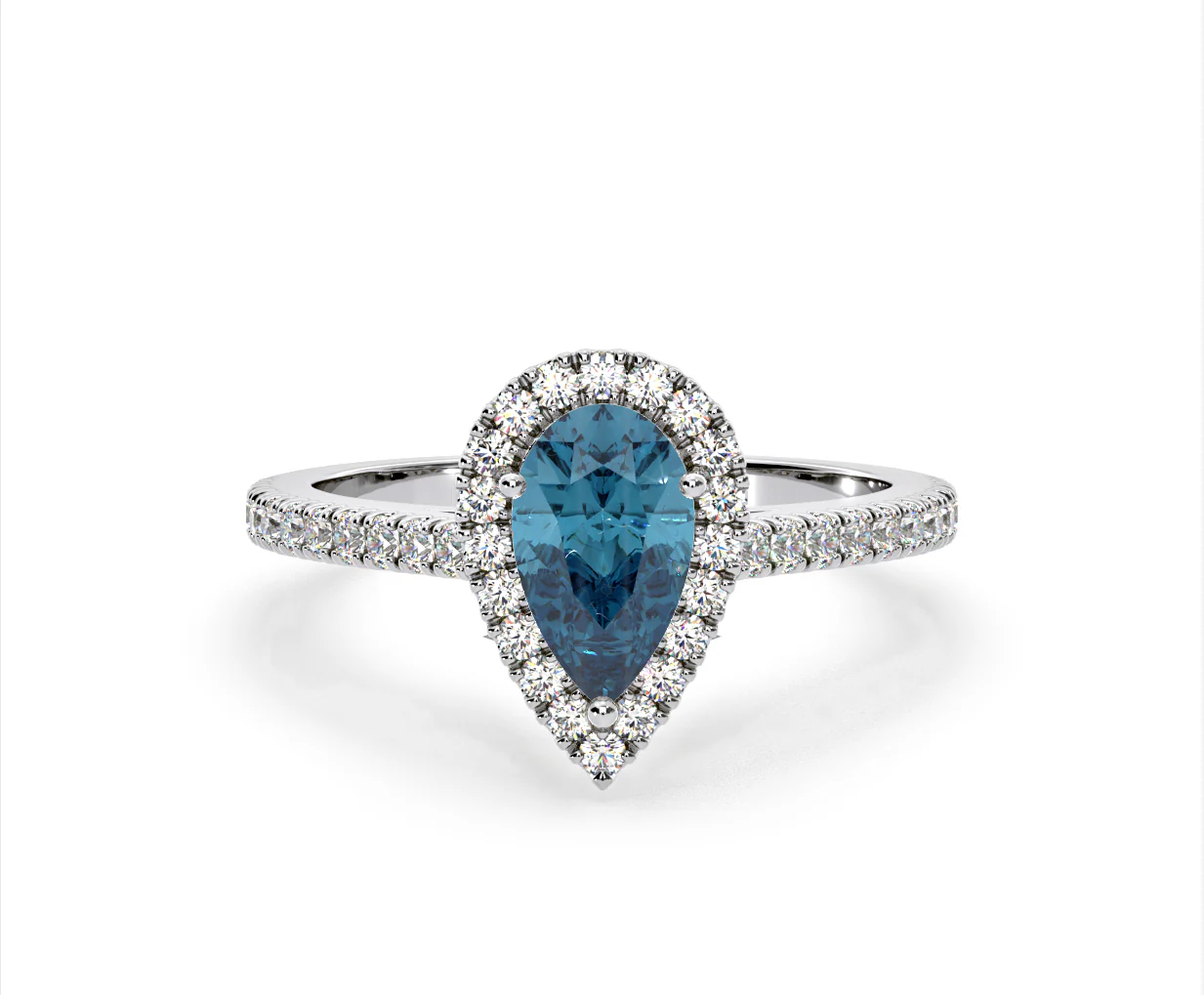 Diana Blue Lab Diamond Pear Halo Ring 1.60ct in Platinum - Elara Collection - Image 88