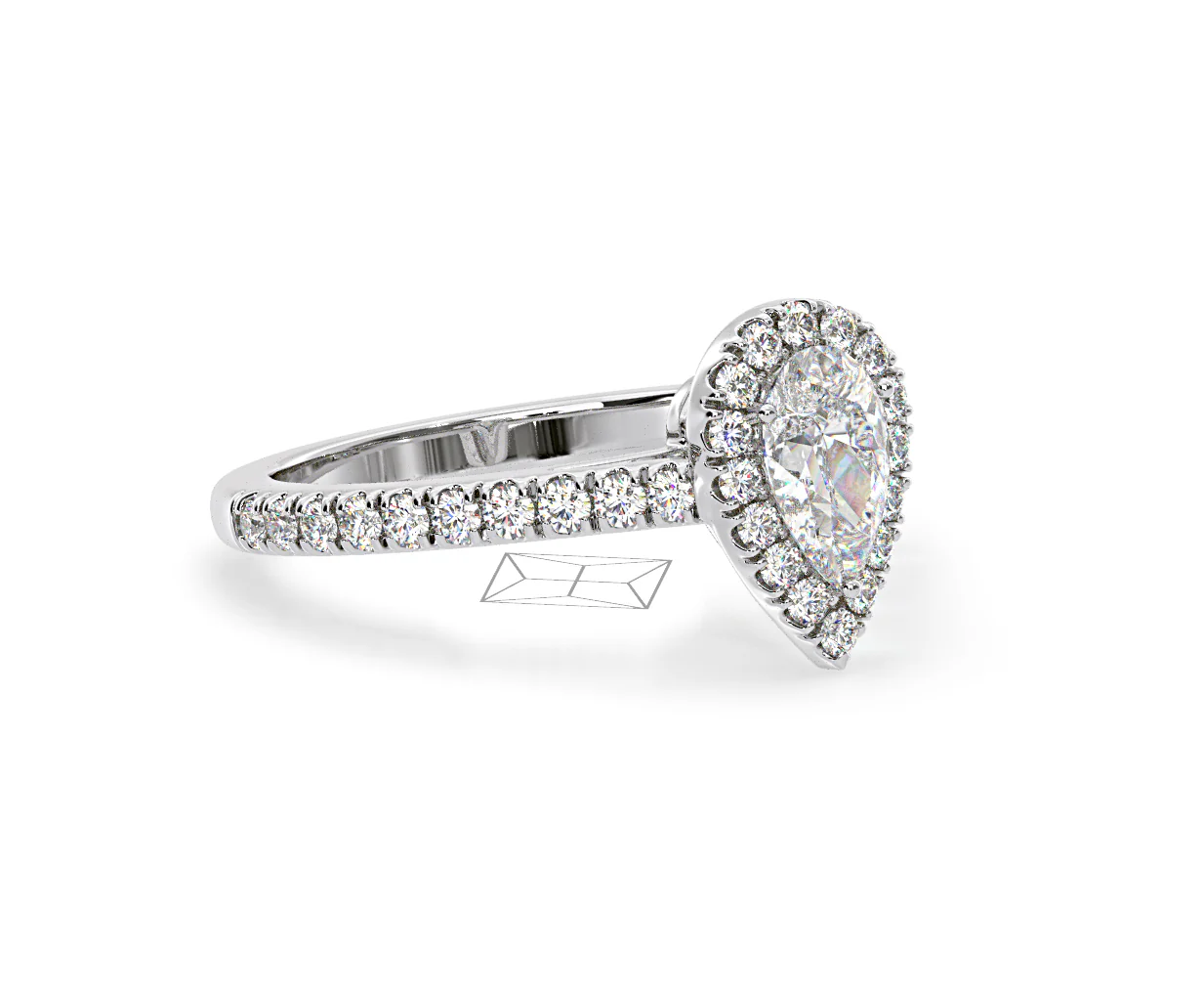 Diana GIA Diamond Pear Halo Engagement Ring 18KW Gold 1.35ct G/SI2 - Image 160