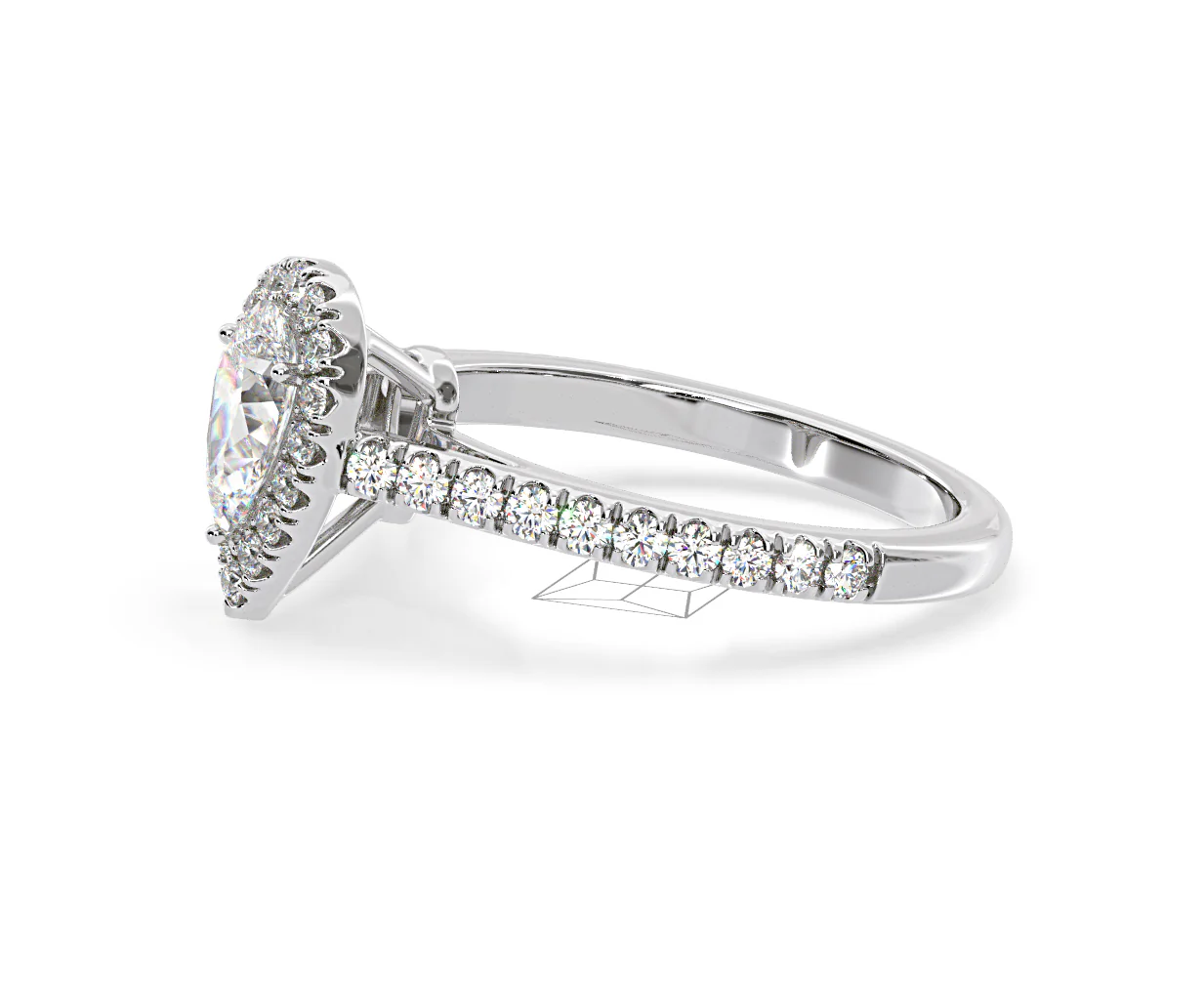 Diana Diamond Pear Halo Engagement Ring 18KW Gold 1ct G/VS2 - Image 104