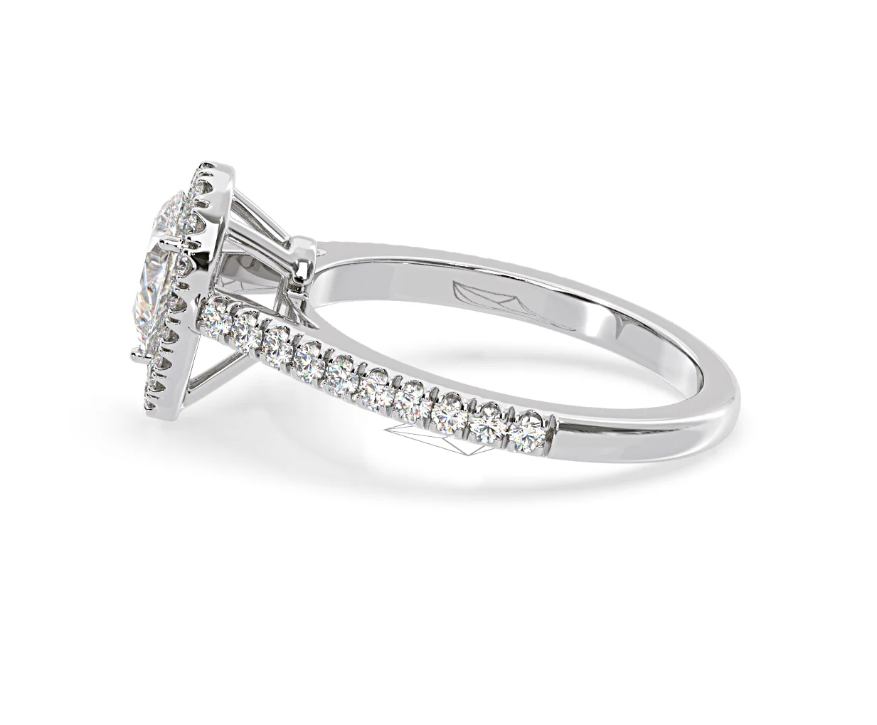 Diana Diamond Pear Halo Engagement Ring 18KW Gold 1ct G/VS2 - Image 109