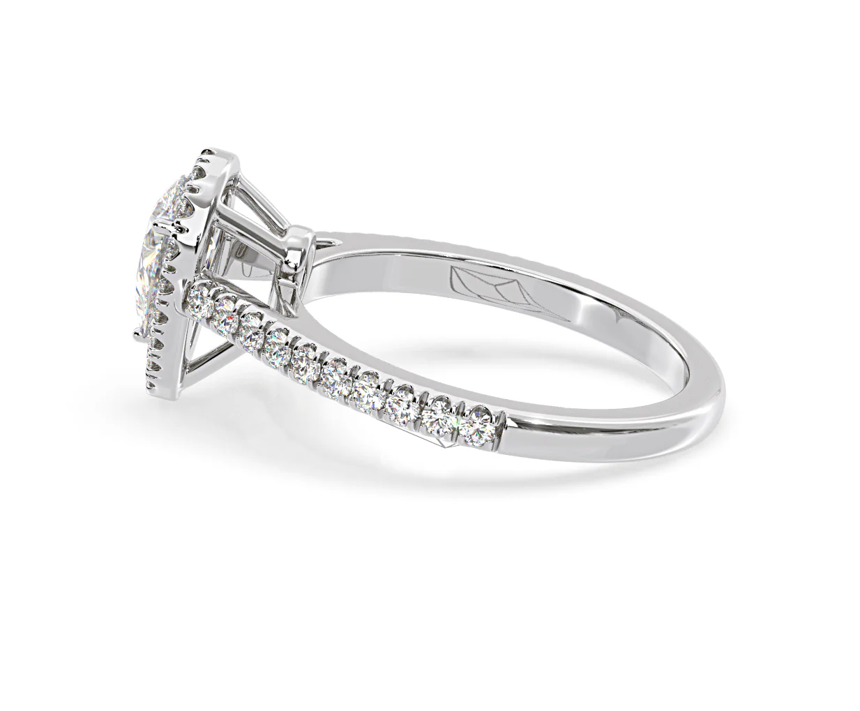 Diana Diamond Pear Halo Engagement Ring 18KW Gold 1ct G/VS2 - Image 111