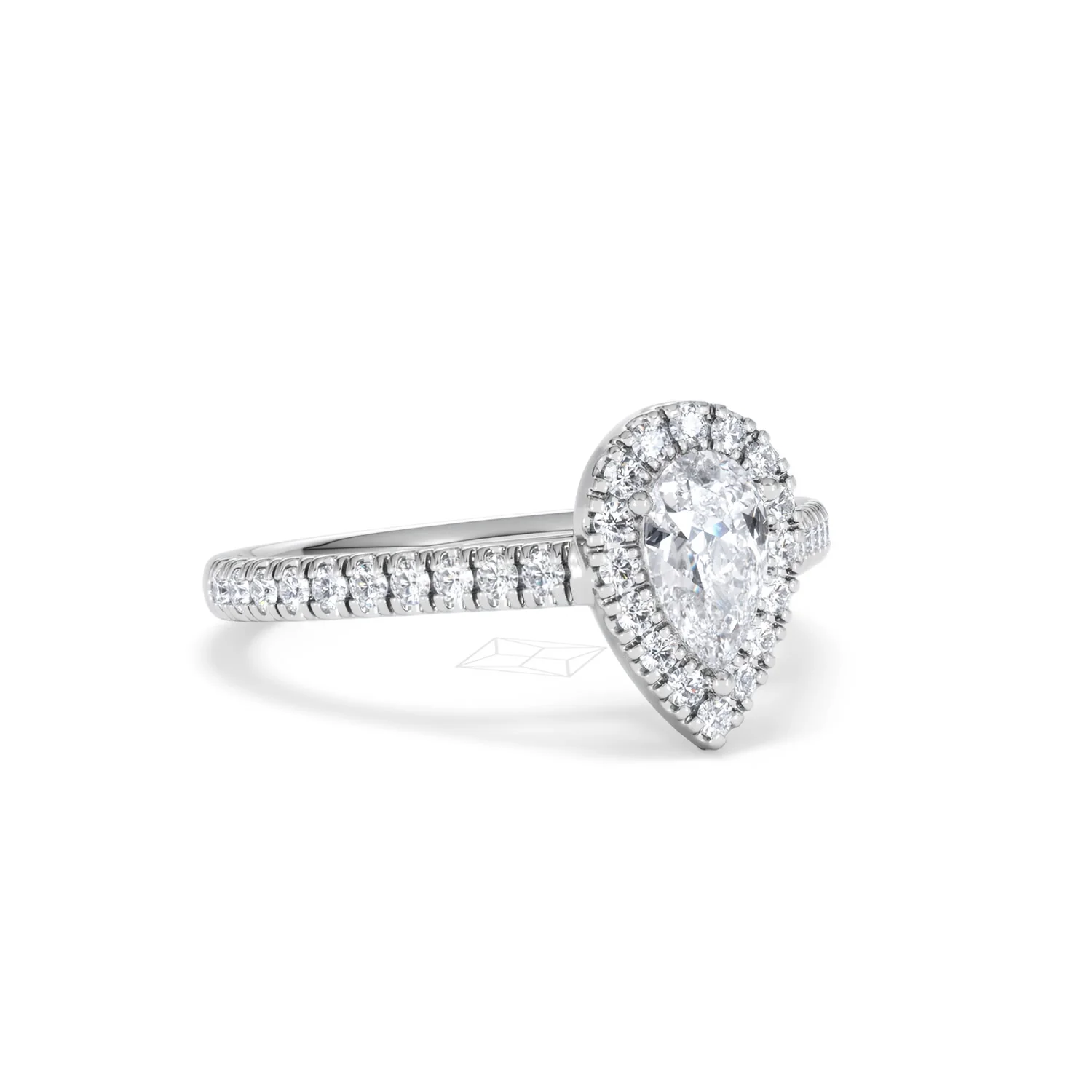 Diana Diamond Pear Halo Engagement Ring 18KW Gold 1ct G/VS2 - Image 15