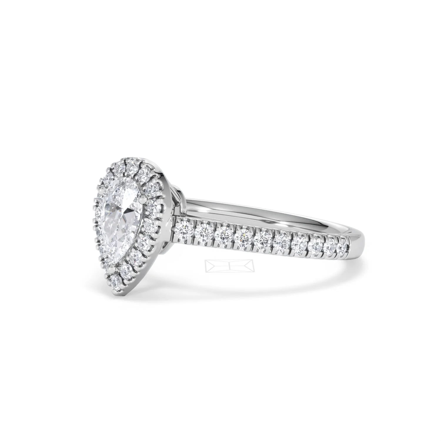 Diana Diamond Pear Halo Engagement Ring 18KW Gold 1ct G/VS2 - Image 79