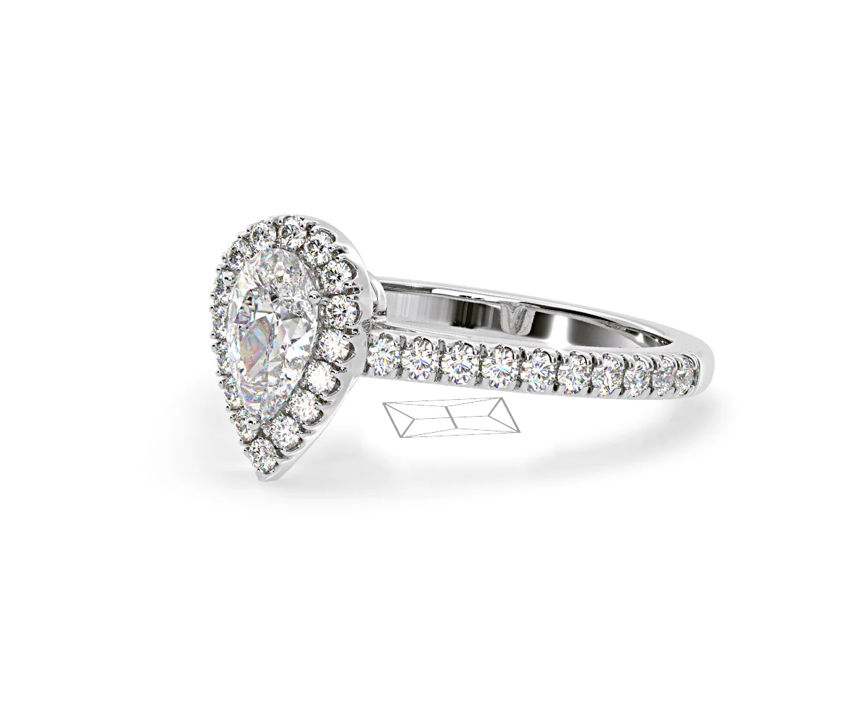 Diana Diamond Pear Halo Engagement Ring 18KW Gold 1ct G/VS2 - Image 97