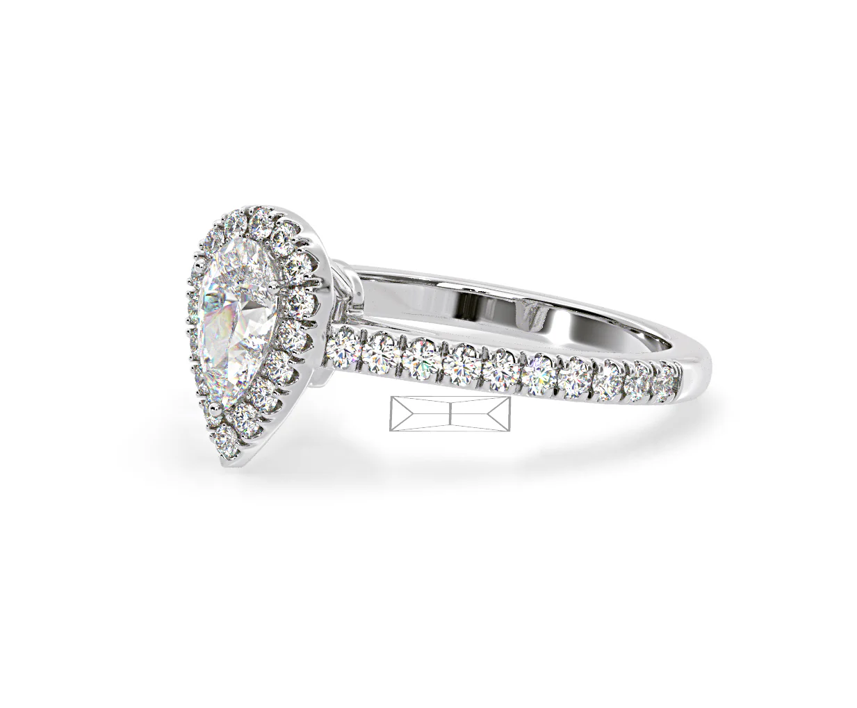 Diana Diamond Pear Halo Engagement Ring 18KW Gold 1ct G/VS2 - Image 99