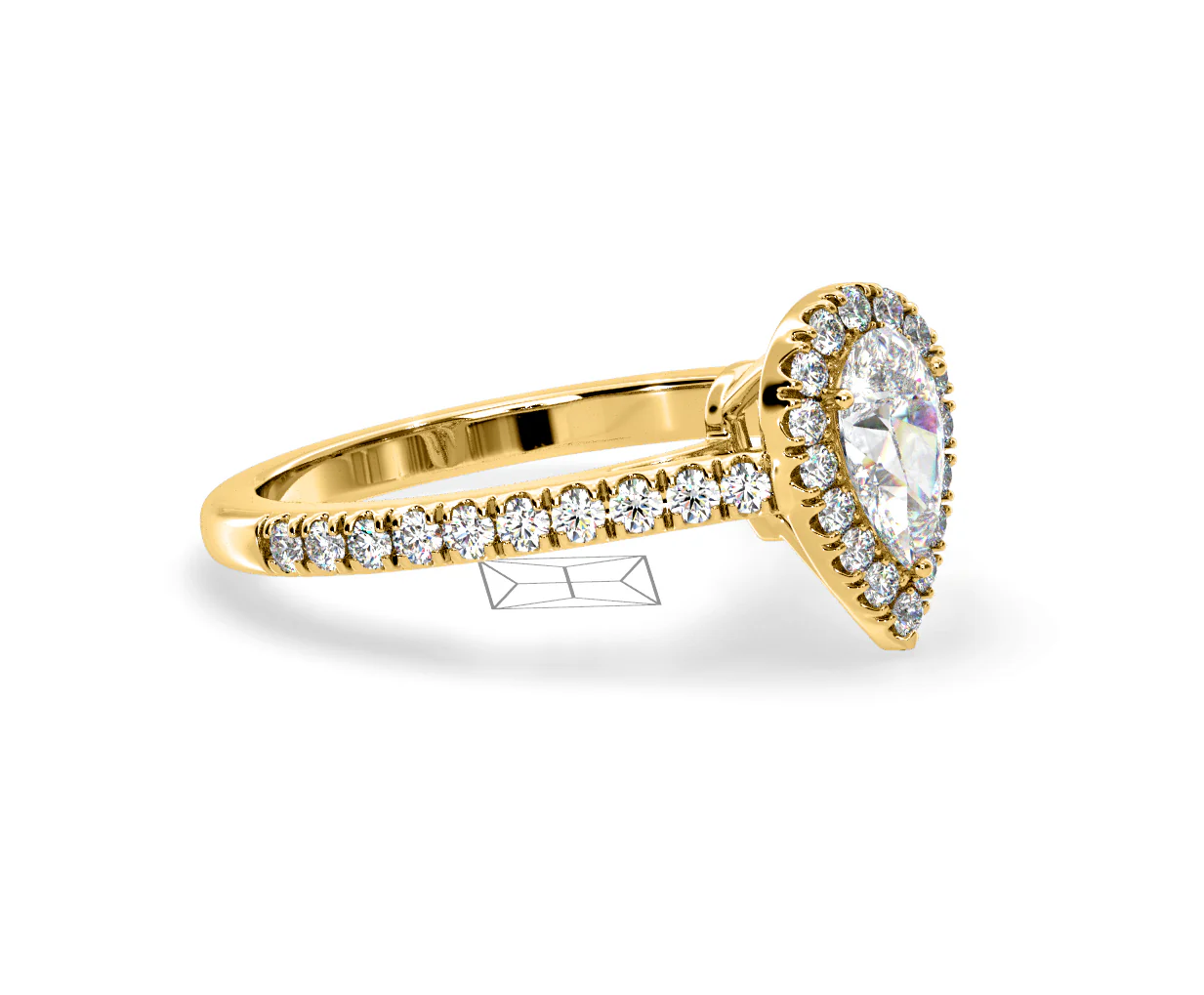 Diana GIA Diamond Pear Halo Engagement Ring in 18K Gold 1.35ct G/SI2 - Image 156