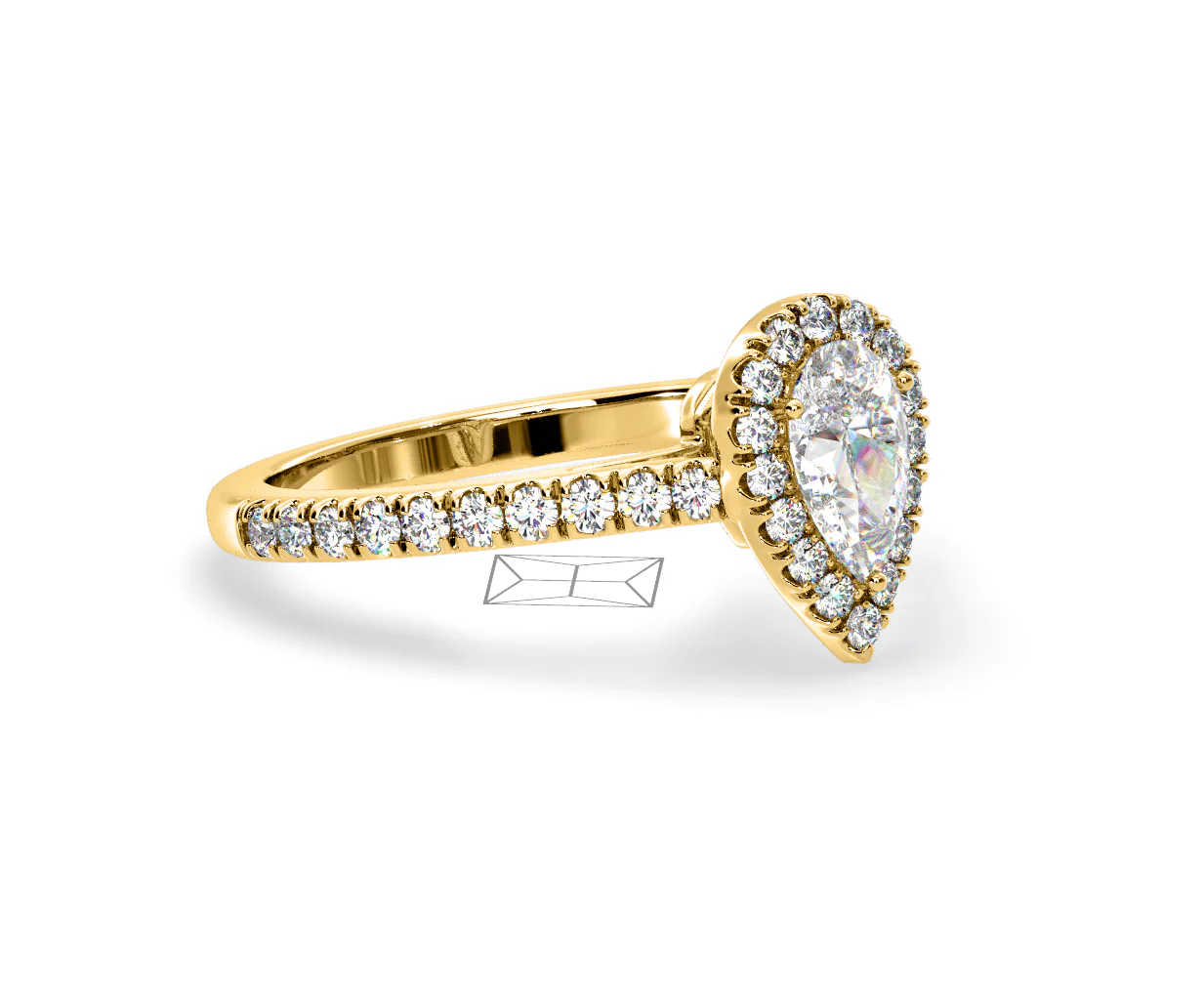 Diana GIA Diamond Pear Halo Engagement Ring in 18K Gold 1.35ct G/SI2 - Image 158