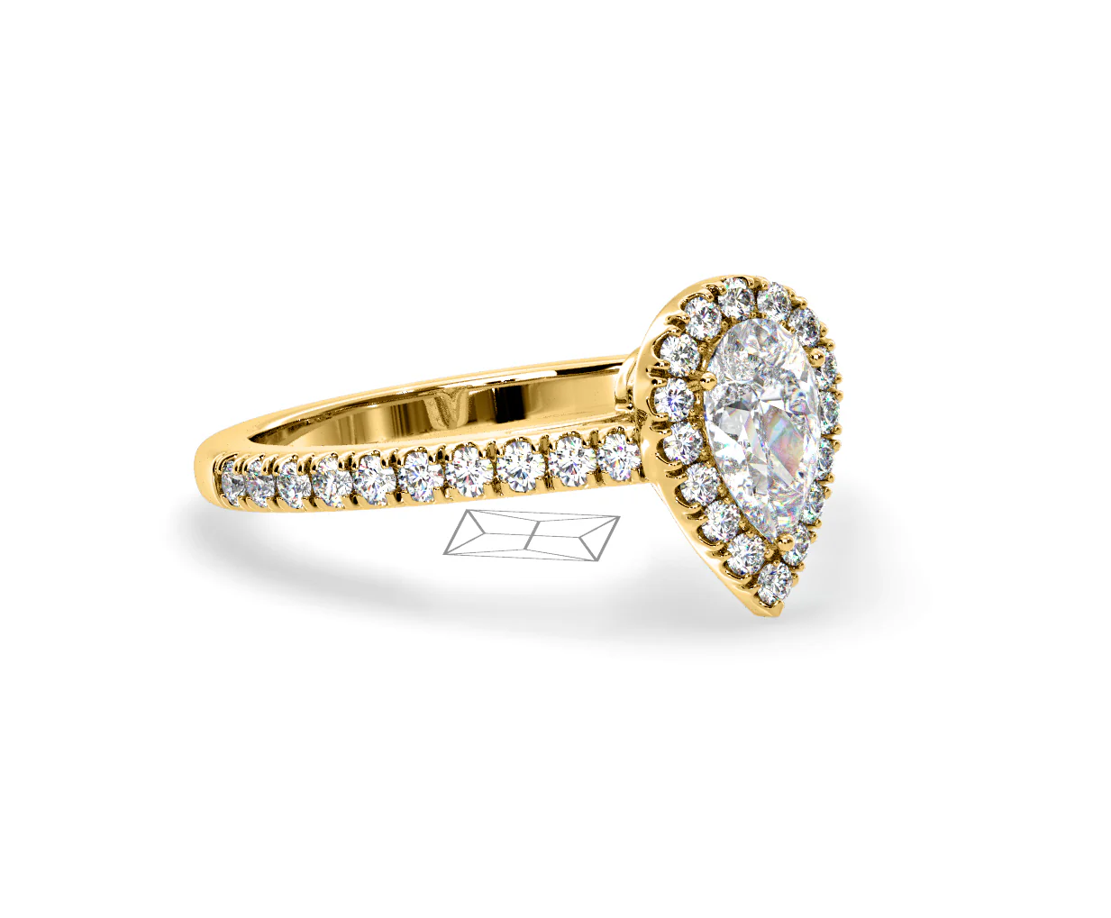 Diana GIA Diamond Pear Halo Engagement Ring in 18K Gold 1.35ct G/SI2 - Image 159