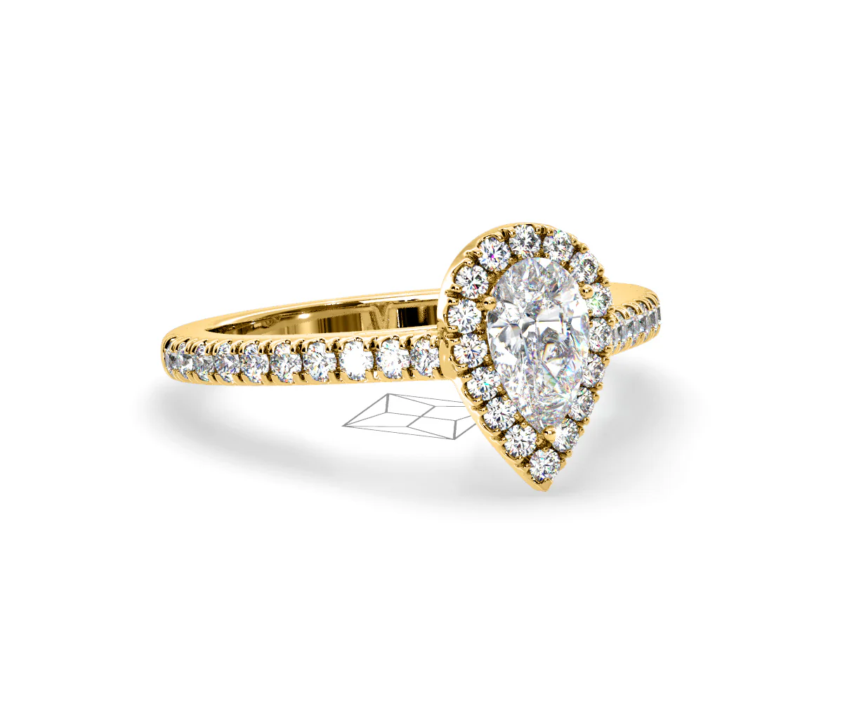 Diana GIA Diamond Pear Halo Engagement Ring in 18K Gold 1.35ct G/SI2 - Image 162