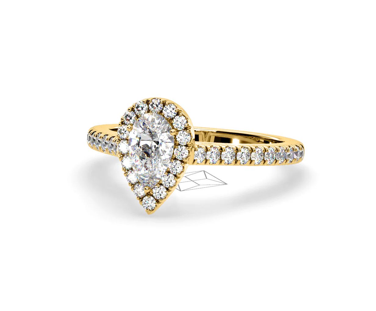 Diana GIA Diamond Pear Halo Engagement Ring in 18K Gold 1.35ct G/SI2 - Image 92