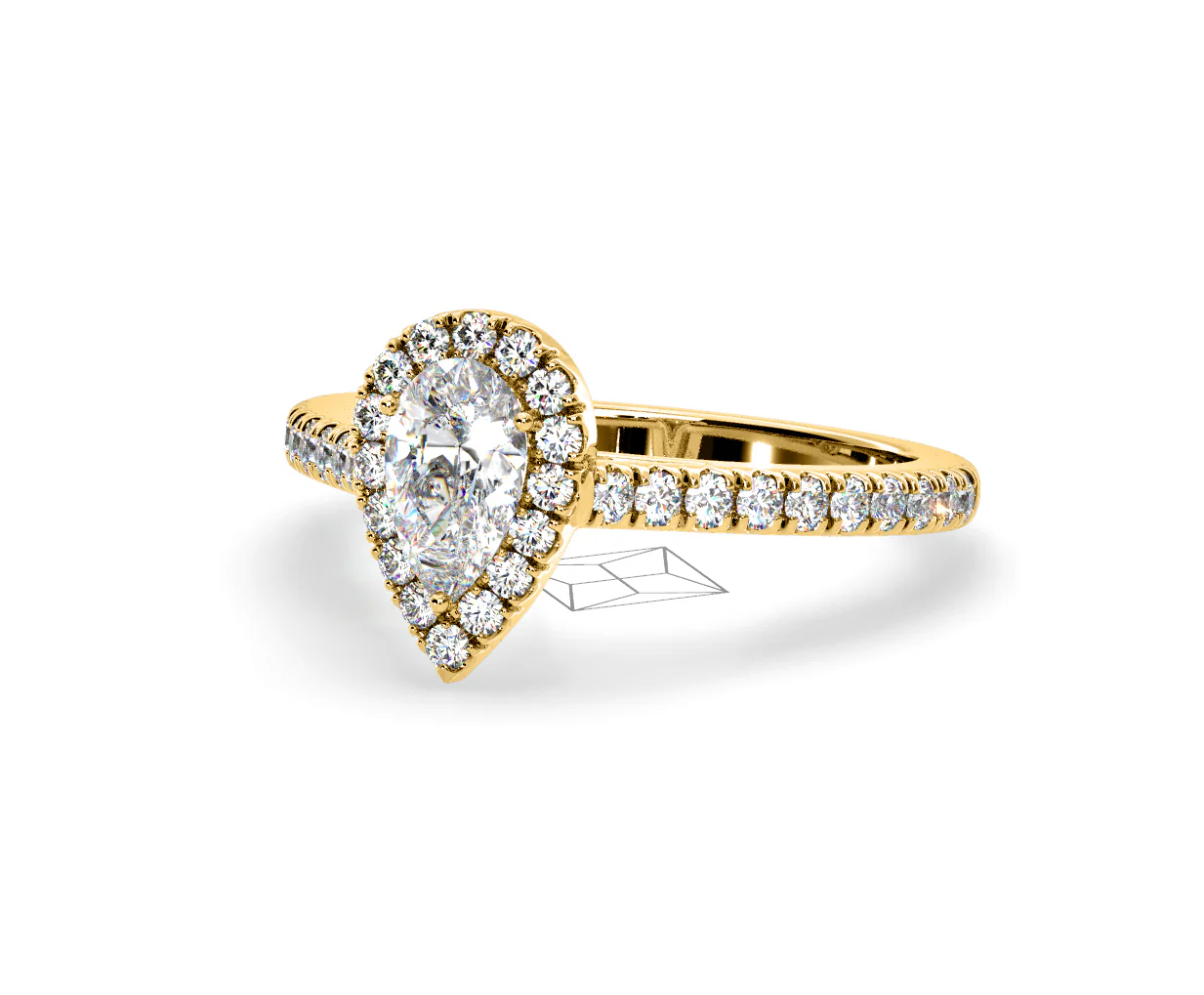 Diana GIA Diamond Pear Halo Engagement Ring in 18K Gold 1.35ct G/SI2 - Image 93