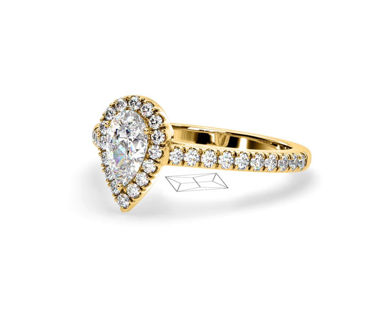 Diana GIA Diamond Pear Halo Engagement Ring in 18K Gold 1.35ct G/SI2 - Image 95