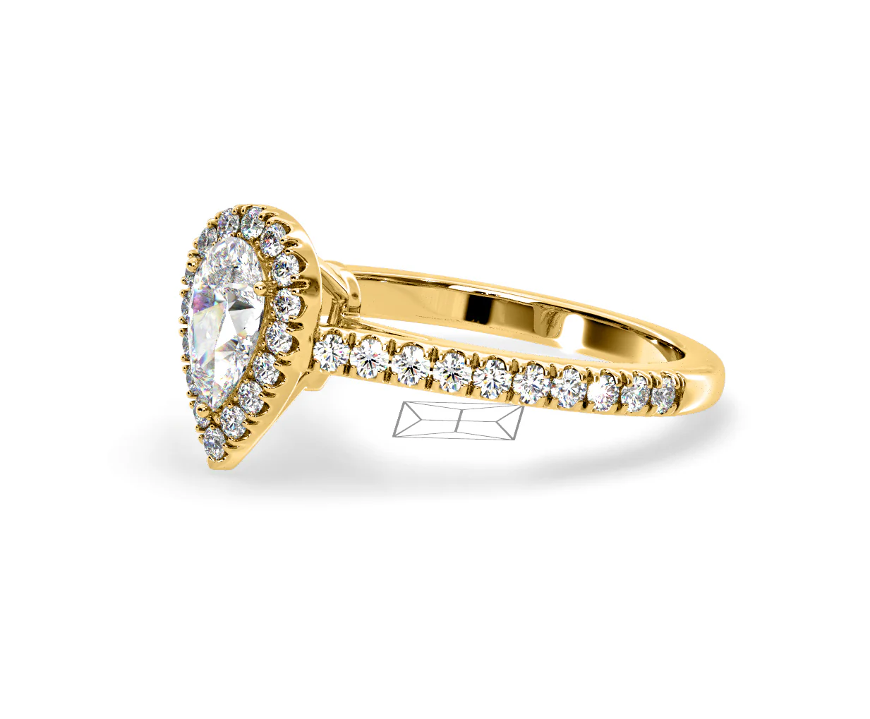 Diana GIA Diamond Pear Halo Engagement Ring in 18K Gold 1.35ct G/SI2 - Image 99