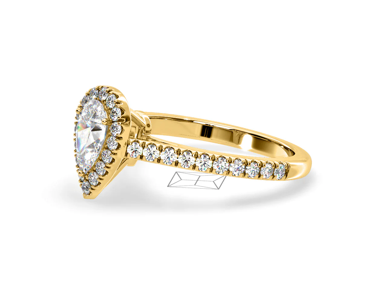 Diana Diamond Pear Halo Engagement Ring in 18K Gold 1ct G/VS2 - Image 100