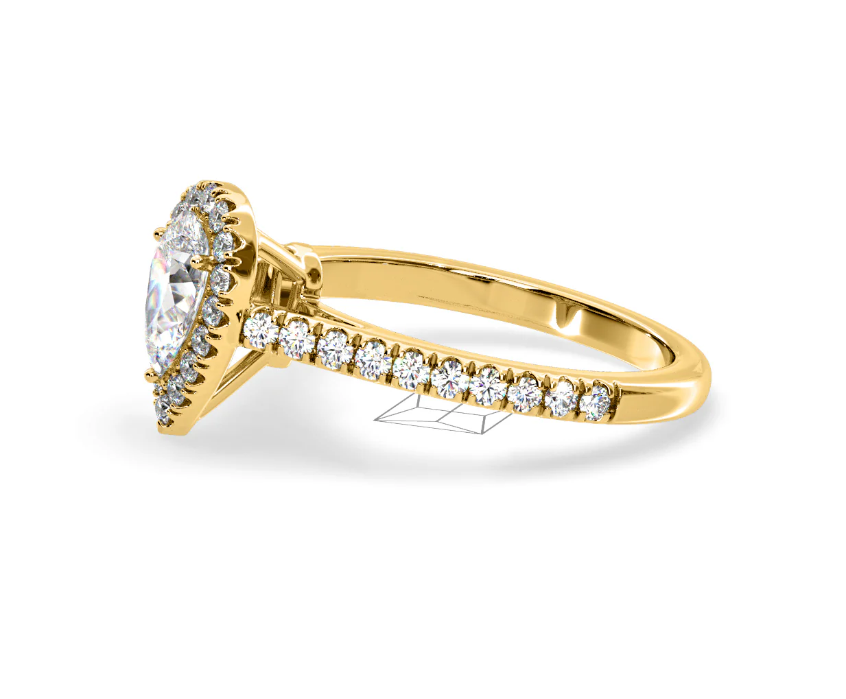 Diana Diamond Pear Halo Engagement Ring in 18K Gold 1ct G/VS2 - Image 103