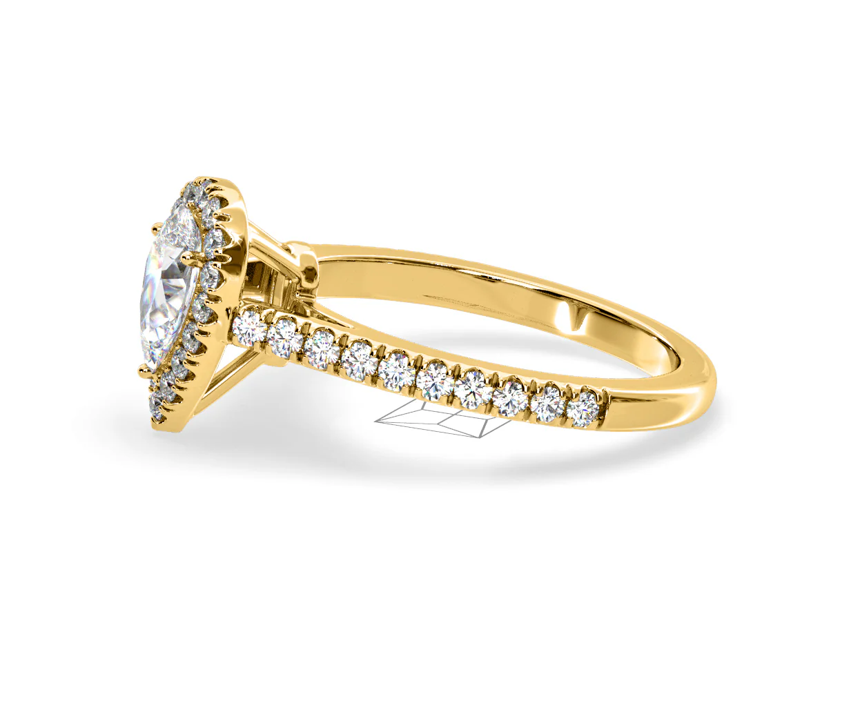 Diana Diamond Pear Halo Engagement Ring in 18K Gold 1ct G/VS2 - Image 104