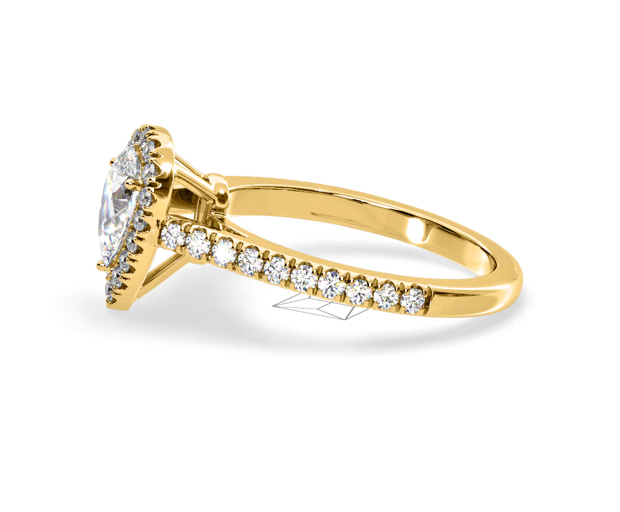 Diana Diamond Pear Halo Engagement Ring in 18K Gold 1ct G/VS2 - Image 105