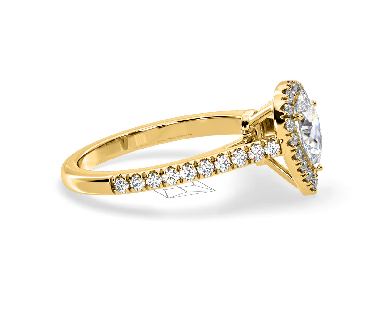 Diana Diamond Pear Halo Engagement Ring in 18K Gold 1ct G/VS2 - Image 151