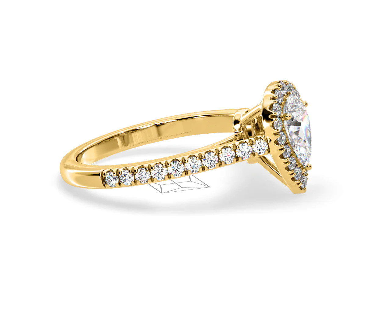 Diana Diamond Pear Halo Engagement Ring in 18K Gold 1ct G/VS2 - Image 152