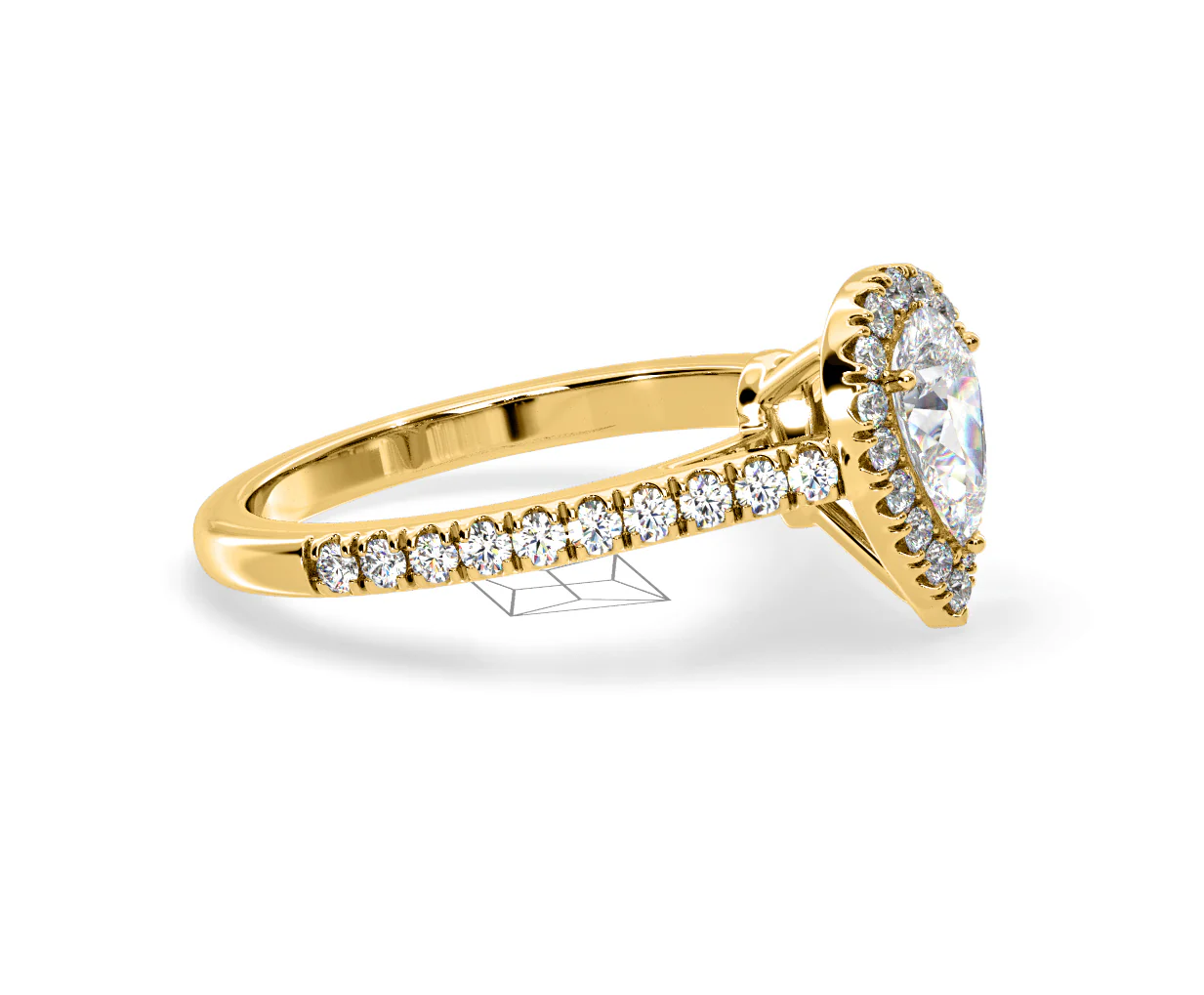 Diana Diamond Pear Halo Engagement Ring in 18K Gold 1ct G/VS2 - Image 153